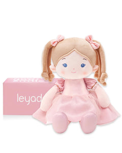 LeyaDoll Soft Baby Doll Toys (12''), My First Baby Rag Doll for 1 Year-Old Girl Birthday Gift, Christmas Plush Toys Gift for Toddler Kids Infants-Halloween Special-Princess Coral-Light-Pink