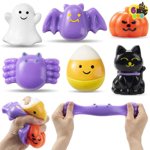 JOYIN 6 PCS Halloween Silicone Stress Relief Squishy Toys, Mini Soft Squeeze Toys for Halloween Party Favor Goodie Bag Fillers, Cute Ghost Mochis Stress Reliever Anxiety for Kids Gift