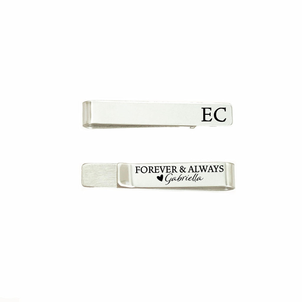 SM Design Stainless Steel Forever & Always Tie Clip - Personalized for Husband