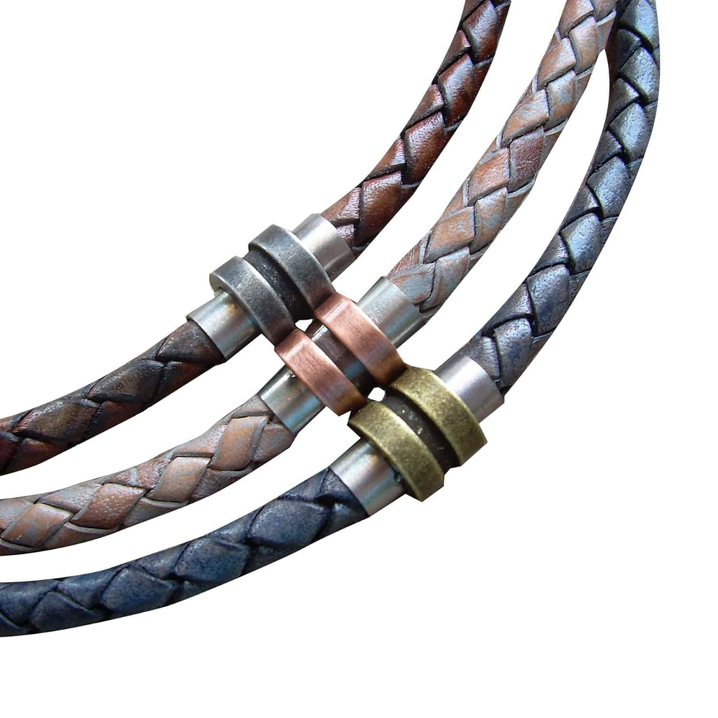 Urban Survival Gear USA Braided Leather Necklace with Antique Toned Stainless Steel Magnetic Clasp - Genuine Leather Necklace for Men and Women - Available sizes: 16,18,20,22,24 inch or Custom
