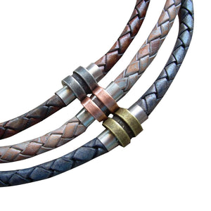 Urban Survival Gear USA Braided Leather Necklace with Antique Toned Stainless Steel Magnetic Clasp - Genuine Leather Necklace for Men and Women - Available sizes: 16,18,20,22,24 inch or Custom