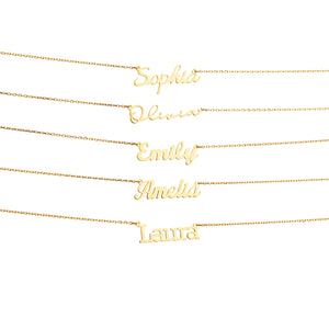 14K Gold Name Necklace - Personalized Name Jewelry - Custom Named Necklace - Dainty Gold Necklace -18 Fonts Style Name Necklace - Cable, Rolo and Figaro Chain Option - Bridesmaid Gifts - Mom Gifts