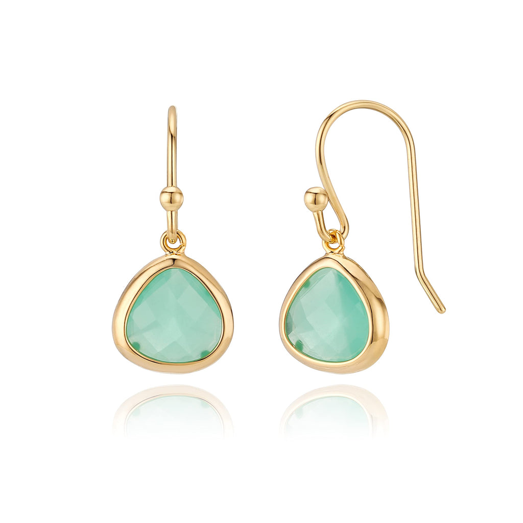 Dainty Aqua Blue Mint Green Dangle Earrings - 14k Gold-Plated, Hypoallergenic, Lightweight Sweet Crystal Glass Drops, Minimalist Beach Jewelry by MJLULU