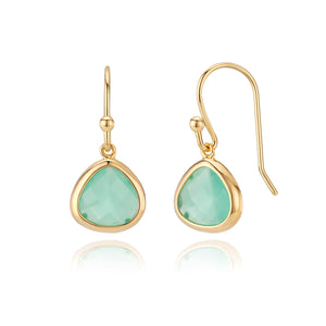 Dainty Aqua Blue Mint Green Dangle Earrings - 14k Gold-Plated, Hypoallergenic, Lightweight Sweet Crystal Glass Drops, Minimalist Beach Jewelry by MJLULU