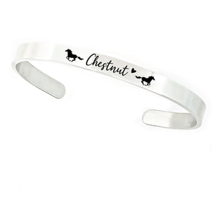 Horse Name Cuff Personalized Pets Jewelry Personal Name Horse Mom Bracelet Rose Gold Silver Metal Pet Remembrance Horse Gift Personal Horse HORSE-CUFF