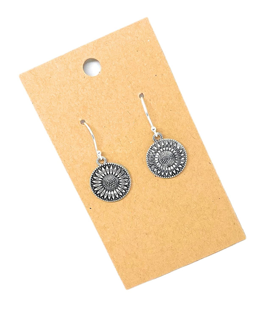 Sunflower on Sterling Silver Earrings