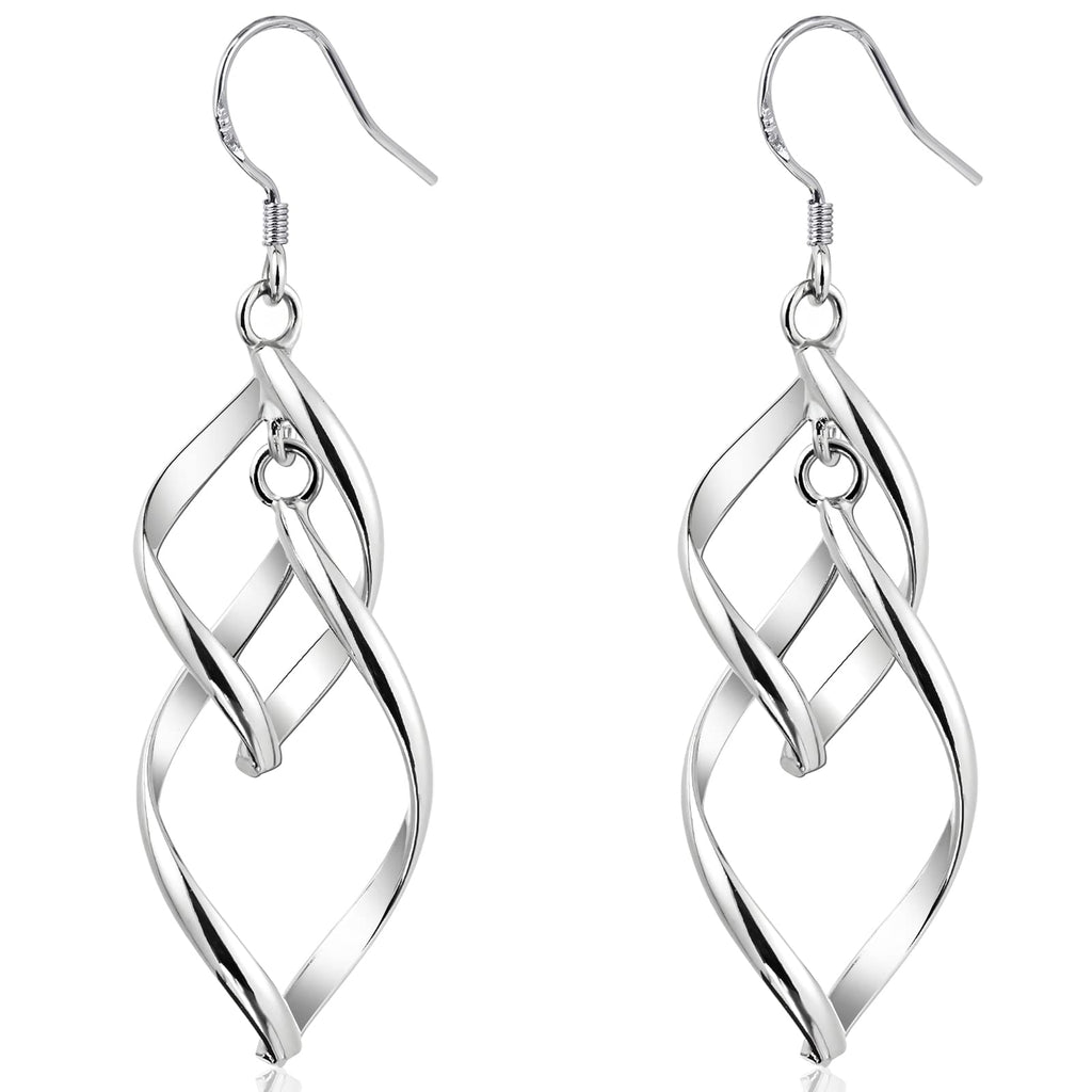 Desnuage 925 Sterling Silver Dangle Earrings Elegant Double Hoops Handmade Hypoallergenic Infinity Earrings for Women Trendy