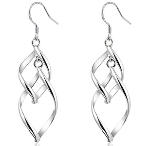 Desnuage 925 Sterling Silver Dangle Earrings Elegant Double Hoops Handmade Hypoallergenic Infinity Earrings for Women Trendy