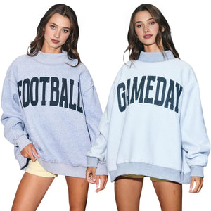 Custom College Team Reversible Mockneck Personalized Game Day Sweatshirt with Stand-up Collar Home Team Reversible Mockneck for Football Game Day Sweatshirts for Women Girl Sports Lover