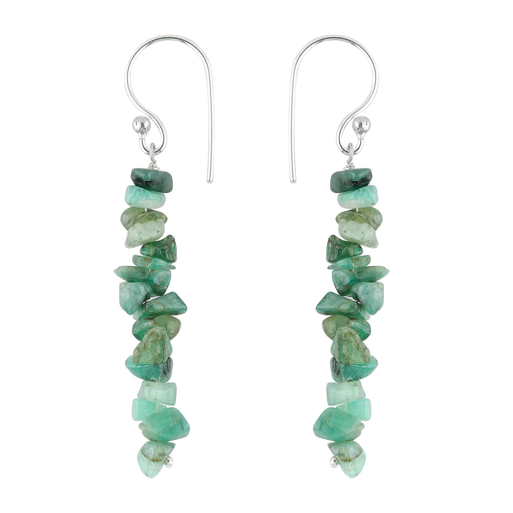 Thecraftman Natural Raw Emerald Crystal Earring, Gemstone Chips Earrings, Polished Rough Stones, Birthday, Gift for Women, Healing Crystals, Silver Plated Earrings