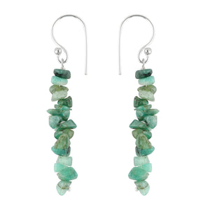 Thecraftman Natural Raw Emerald Crystal Earring, Gemstone Chips Earrings, Polished Rough Stones, Birthday, Gift for Women, Healing Crystals, Silver Plated Earrings