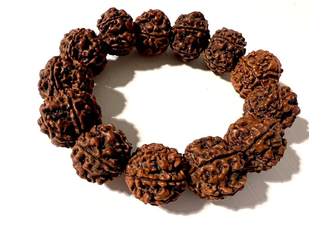 Rare 100% Genuine large size 20mm Bead size Wrist Rudraksha Japa Mala Hindu Mala 5 Mukhi 5 face Yoga Meditation Buddha with Lab Cerificate