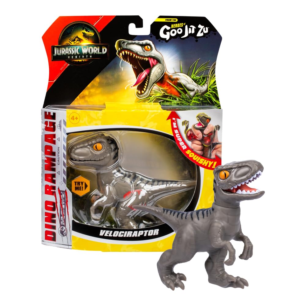 Jurassic World Rebirth Dino Rampage Heroes of Goo JIT Zu Velociraptor, Super Squishy and Stretchy, with Rampage Action Chomping Jaws and A Unique Goo Filling, 3 to Collect