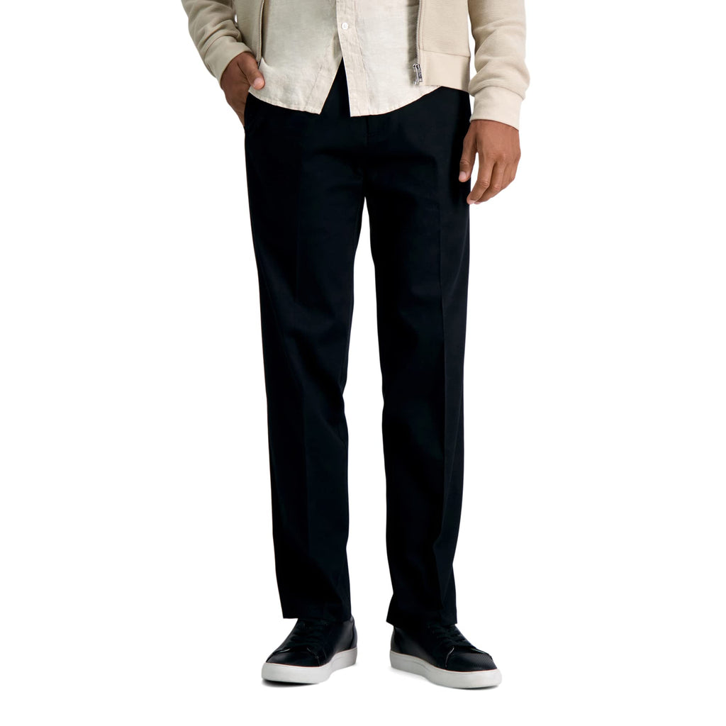 Haggar Men's Premium No Iron Khaki Straight Fit & Slim Fit Flat Front Casual Pant, Black, 34W x 34L