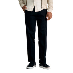Haggar Men's Premium No Iron Khaki Straight Fit & Slim Fit Flat Front Casual Pant, Black, 34W x 34L