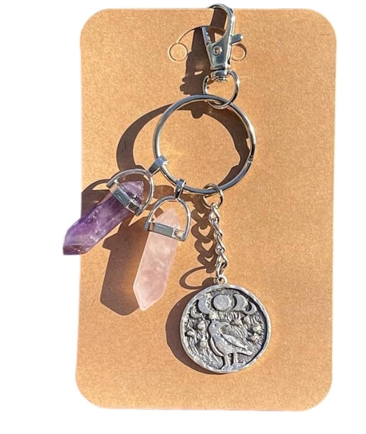 Raven Moon Phases Zipper Charm, Hanging Charms, Crystals Keychain, Love and Protection, Unique Christmas Gifts, Anniversary, Birthday, Positive Energy Gifts