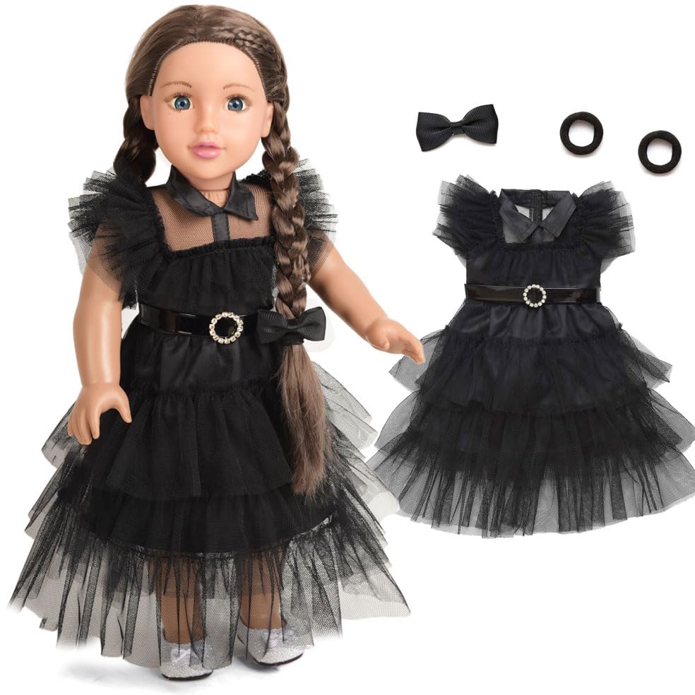 18 Inch Doll Clothes Black Party Dress Costume Accessories for 18 Inch Dolls (Doll NOT Included)