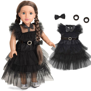 18 Inch Doll Clothes Black Party Dress Costume Accessories for 18 Inch Dolls (Doll NOT Included)