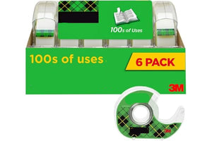 Scotch Magic Tape 6-pack with green and yellow packaging on a white background
