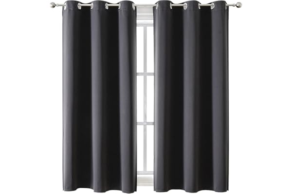 ChrisDowa Grommet Blackout Curtains for Bedroom and Living Room - 2 Panels Set Thermal Insulated Room Darkening Curtains (Dark Grey, 42 x 63 Inch)