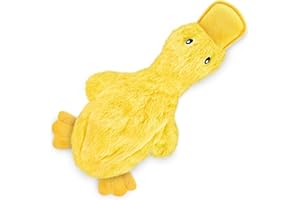 Best Pet Supplies Interactive Squeaky Dog Chew Toy, Ideal Dog Toys for Chewers, Small, Medium & Large Dogs, and Fetch Lovers - Crinkle Duck (Yellow), Large
