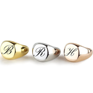 MignonandMignon Initial Signet Ring Gift for Her Gold Jewelry Custom Minimalist Ring Birthday Personalized Graduation Gift -SR-I