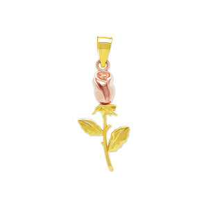 Gold Mini Rose Charm Pendant - 10 Karat Solid Gold - Rose Flower Dangle Charm - Longstem Rose Jewelry - Great Gifts For Mother Day, Birthday and Anniverary
