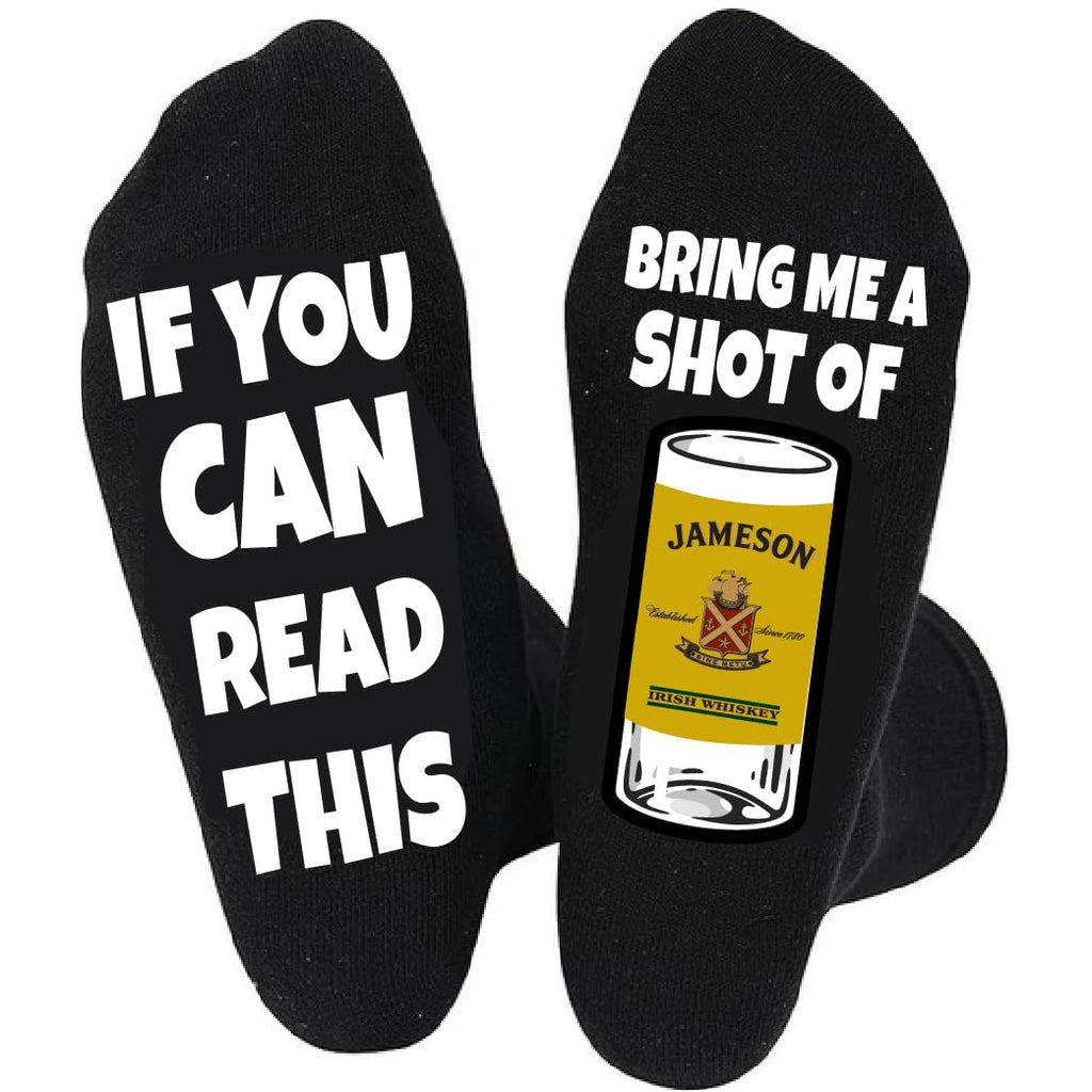 DESIGNS BY KARY Shot of Jameson Funny Socks for Men and Women - Novelty Whiskey Gifts