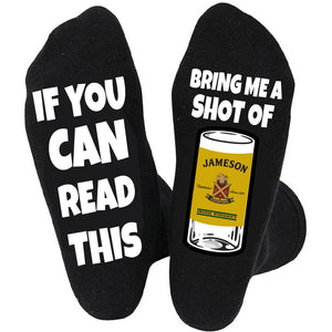 DESIGNS BY KARY Shot of Jameson Funny Socks for Men and Women - Novelty Whiskey Gifts