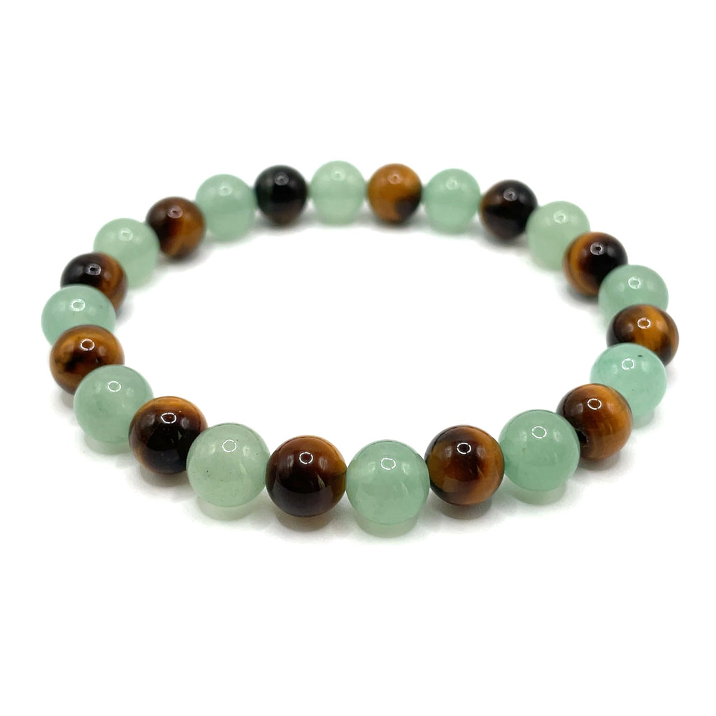 Money Wealth Success Bracelet - Green Aventurine Bracelet Tiger Eye for Men Women - Healing Crystal Calming Anxiety Stress Relief - Gift for Abundance and Wisdom - Gemstone for Prosperity