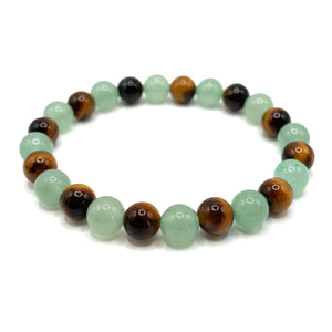 Money Wealth Success Bracelet - Green Aventurine Bracelet Tiger Eye for Men Women - Healing Crystal Calming Anxiety Stress Relief - Gift for Abundance and Wisdom - Gemstone for Prosperity