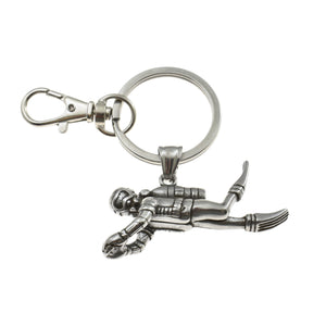 3D Scuba Diver Keychain in Stainless Steel | Certified Diver Gift | 50mm x 28mm Charm