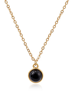 Zikichiky Black Obsidian Necklace for Women 14K Gold Plated Chain Natural Gemstone Pendant Necklace, Hypoallergenic Birthstone Boho Jewelry Gifts for Women
