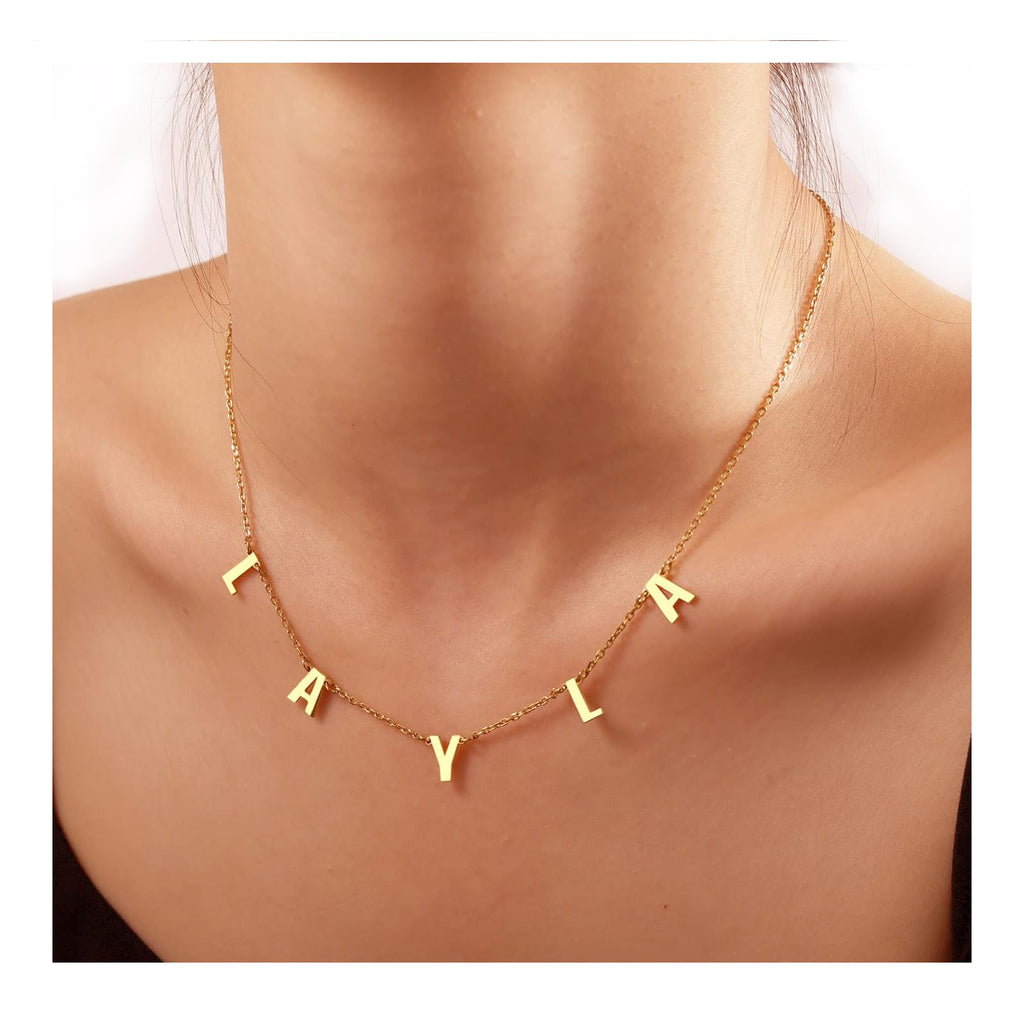 TRANGEL Custom Name Necklace Personalized, 18K Gold Plated Initial Choker Name Necklace Dainty Customize Letter Necklace for Women Girl