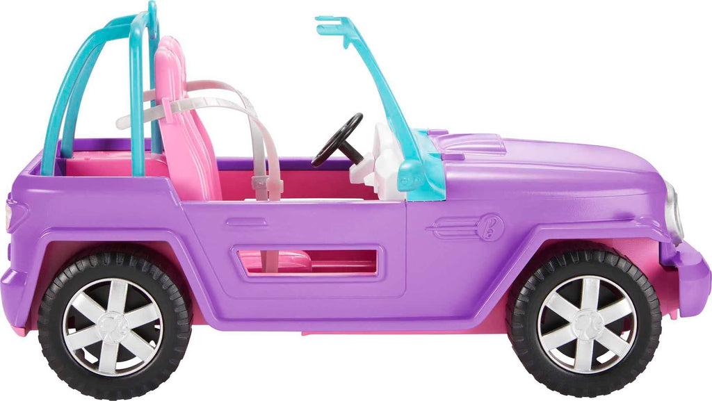 Barbie Off-Road Vehicle, Purple with Pink Seats and Rolling Wheels, 2 Seats, Gift for 3 to 7 Year Olds