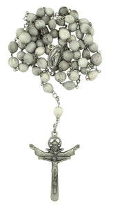 Rosary - Job's Tears Beads, Holy Trinity Crucifix, Antique Silver | Beautiful and detailed design | Handcrafted in Italy by Italian Craftsman | Catholic prayer and meditation