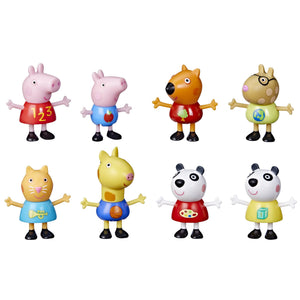 Peppa Pig School Classroom Toy Figures 8-Pack, Peppa Pig, George Pig, Peggi Panda, Candy Cat and More, Back to School Gifts for Kids, Ages 3+