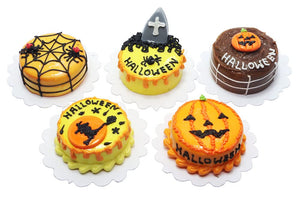 Mixed 5 Assorted Halloween Cake Dollhouse Miniature Food,Tiny Food
