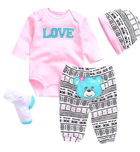 Reborn Dolls Baby Clothes Pink Outfits for 20"- 22" Reborn Doll Girl Baby Clothing Sets