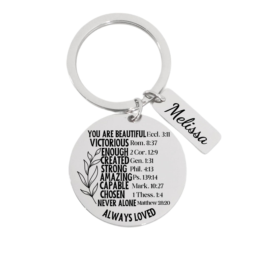 Custom Bible Verse Stainless Steel Keychain Gift for Christian Faith Reminder Charm Custom Name Bible Verse Keychain Carry Your Faith Keyring Christmas Gift