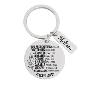 Custom Bible Verse Stainless Steel Keychain Gift for Christian Faith Reminder Charm Custom Name Bible Verse Keychain Carry Your Faith Keyring Christmas Gift