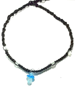 Glow mushroom hemp necklace (Light Blue on Black Cord)