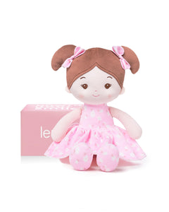 LeyaDoll Soft Baby Doll Toys (12''), My First Baby Rag Doll for 1 Year-Old Girl Birthday Gift, Christmas Plush Toys Gift for Toddler Kids Infants -FloraBelle(Pink)