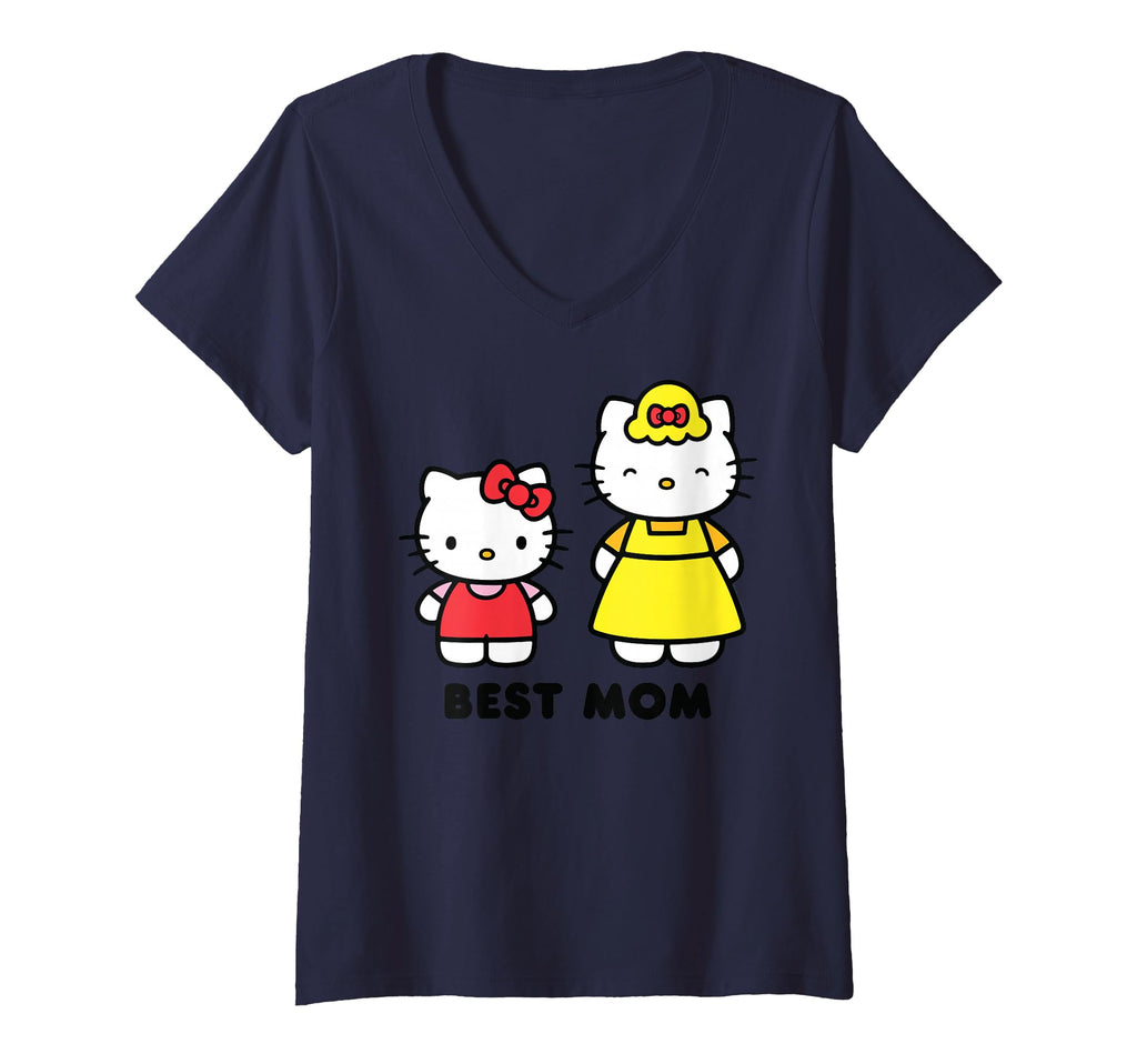Womens Hello Kitty Best Mom Mother's Day V-Neck T-Shirt Small