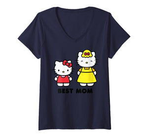 Womens Hello Kitty Best Mom Mother's Day V-Neck T-Shirt Small