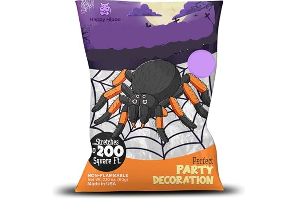 Bag of spider webs with Halloween-themed design on a white background