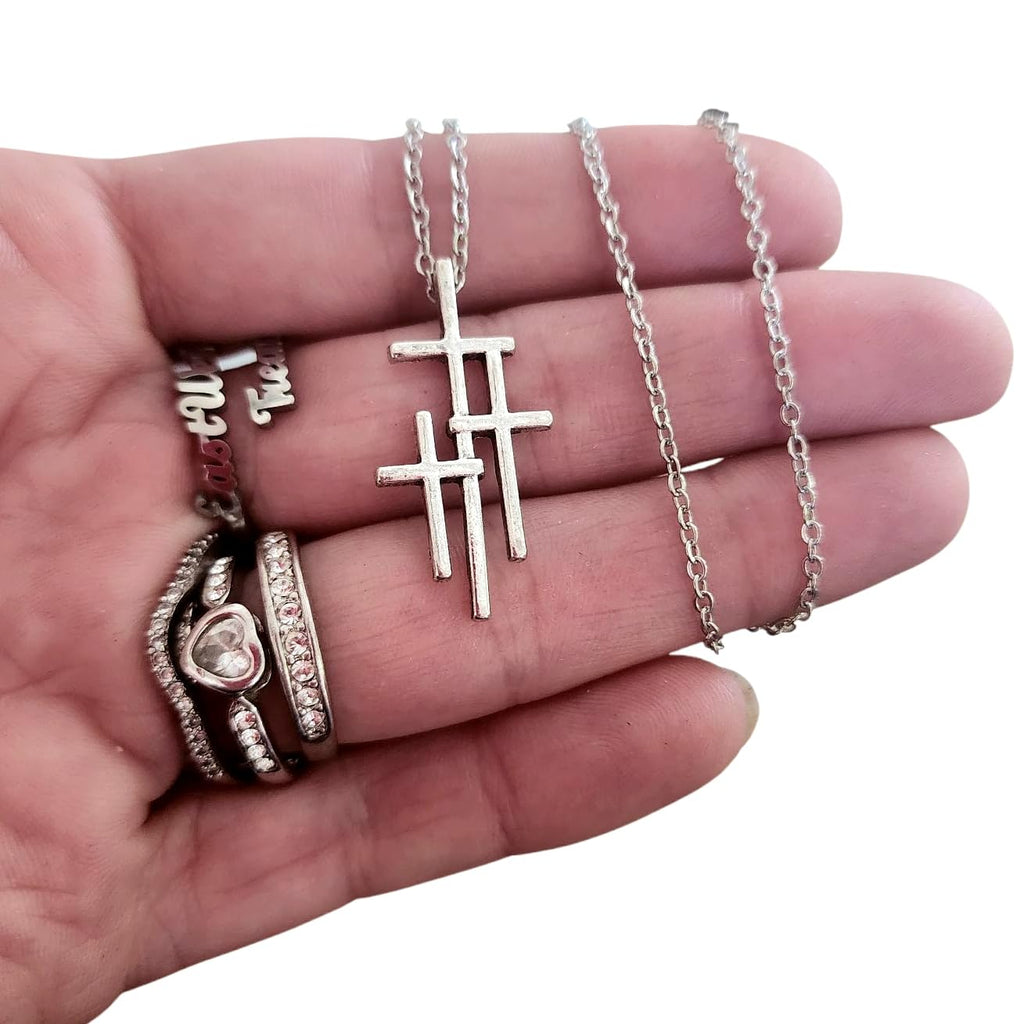 Triple Cross pendant Necklace, Earrings For Women - Three Crosses Jewelry Gift