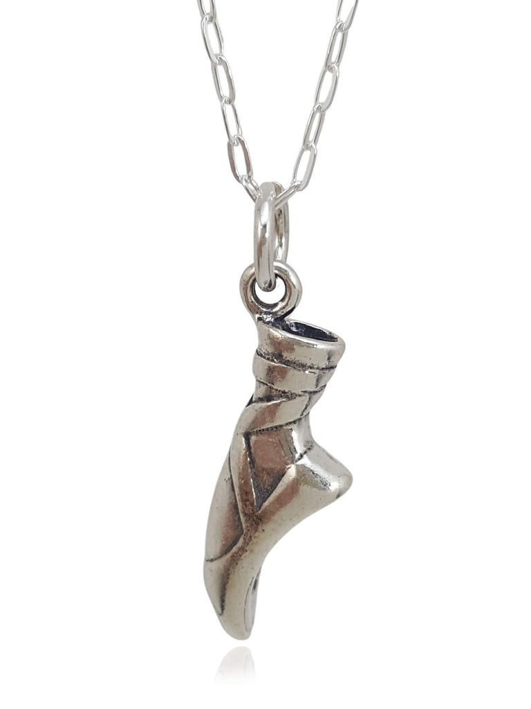 EnCharmed Sterling Silver Pointe Shoe Ballerina Dance Slipper 3D Charm Necklace, 18"