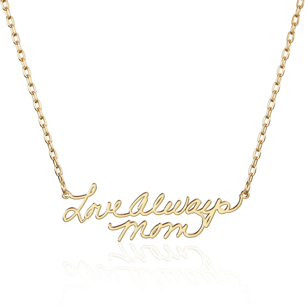 CAITLYNMINIMALIST 18K Gold Sterling Silver Rose Gold Custom Actual Handwriting Personalized Signature Charm Necklace Memorial Keepsake Gift for Mom Grandma Wife