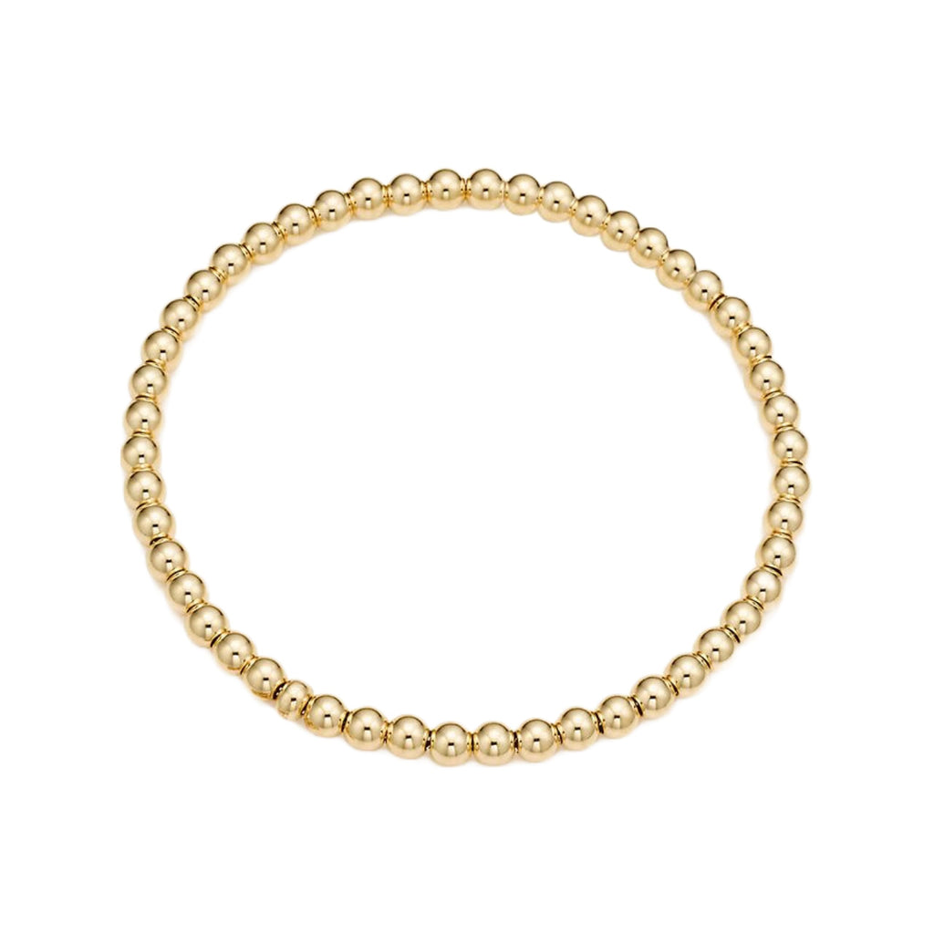 14K Gold Filled Seamless Beaded Ball Bracelet, 3mm, Stacking Stretch Bracelet, Layering Jewelry, 6.5”